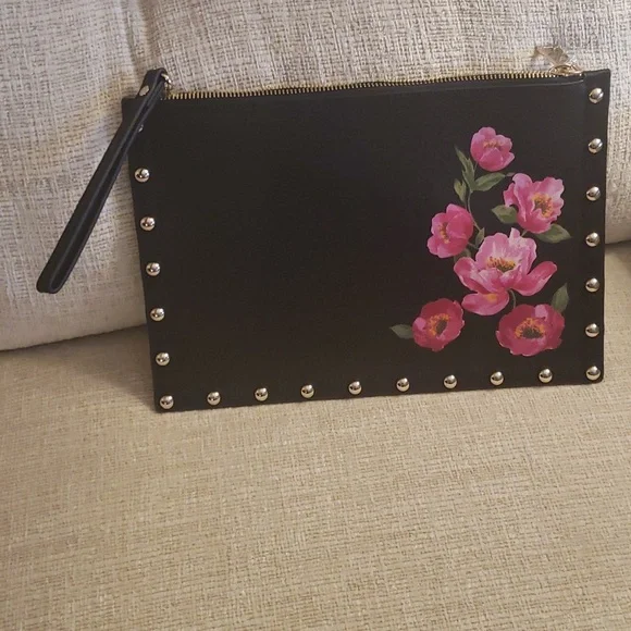 WHBM New with Tags Black Studded Floral Clutch Bag 🥳 - Picture 3 of 9
